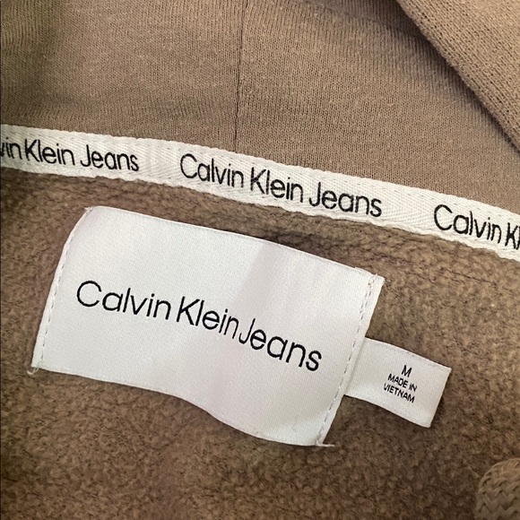 Calvin Klein Jeans tan logo graphic statement hoodie 🖤🖤M - Picture 10 of 11